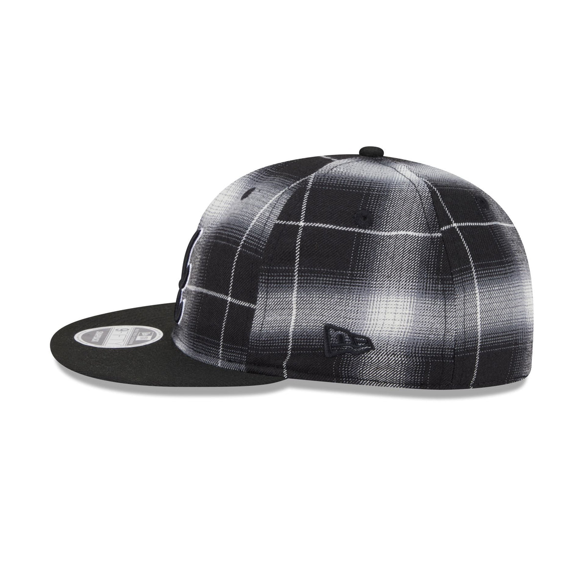 Atlanta Braves Black and White Plaid Retro Crown 9FIFTY Snapback Hat