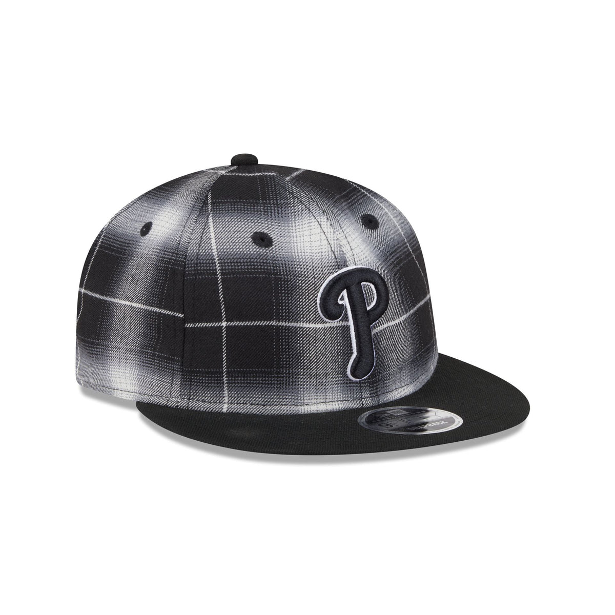 Philadelphia Phillies Black and White Plaid Retro Crown 9FIFTY Snapback Hat