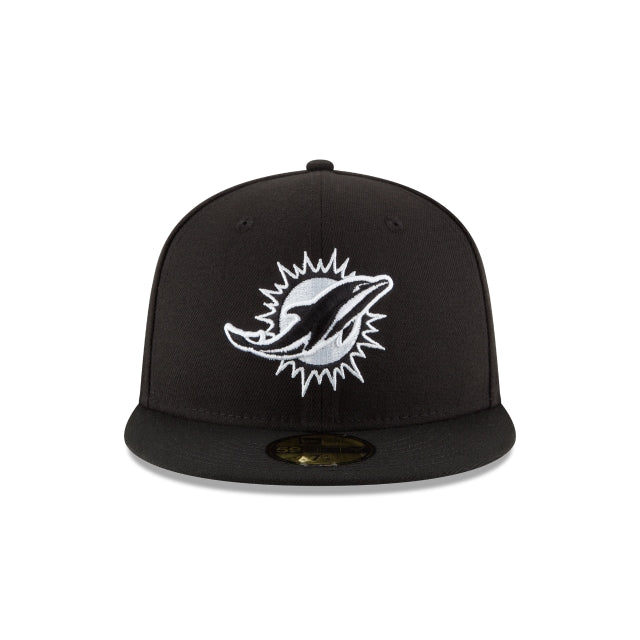 Miami Dolphins Black & White 59FIFTY Fitted Hat