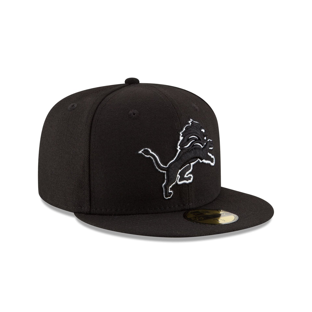 Detroit Lions Black & White 59FIFTY Fitted Hat