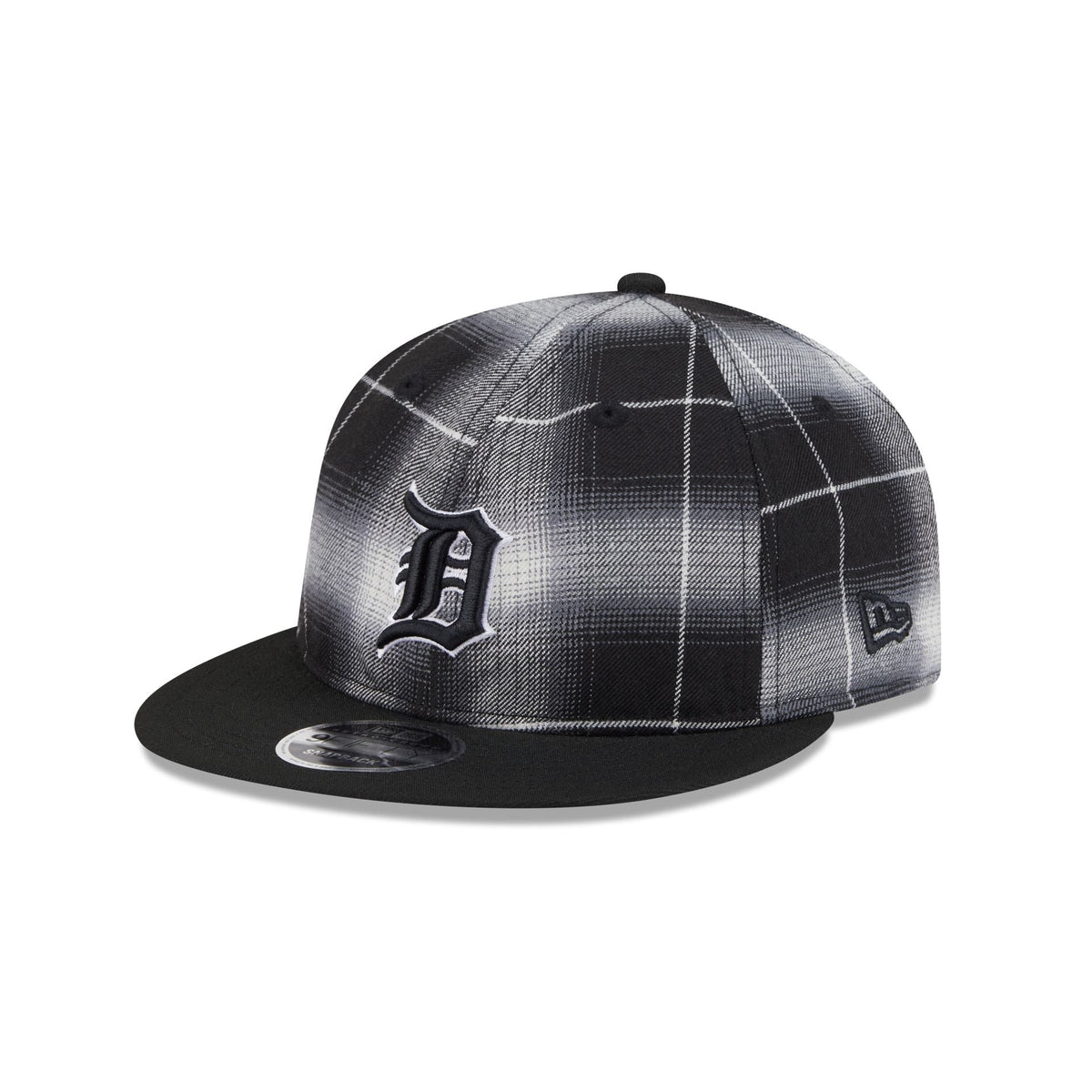 Detroit Tigers Black and White Plaid Retro Crown 9FIFTY Snapback Hat