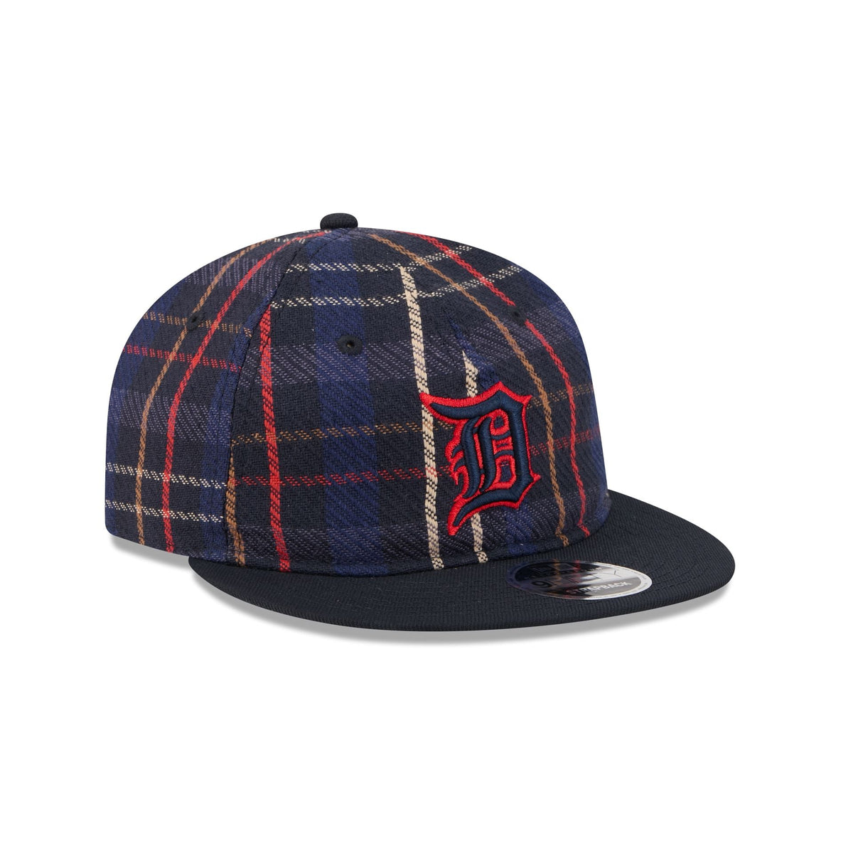 Detroit Tigers Grunge Plaid Retro Crown 9FIFTY Adjustable Hat