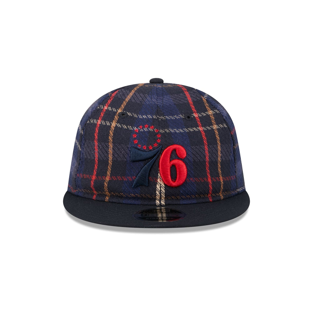 Philadelphia 76ers Grunge Plaid Retro Crown 9FIFTY Adjustable Hat