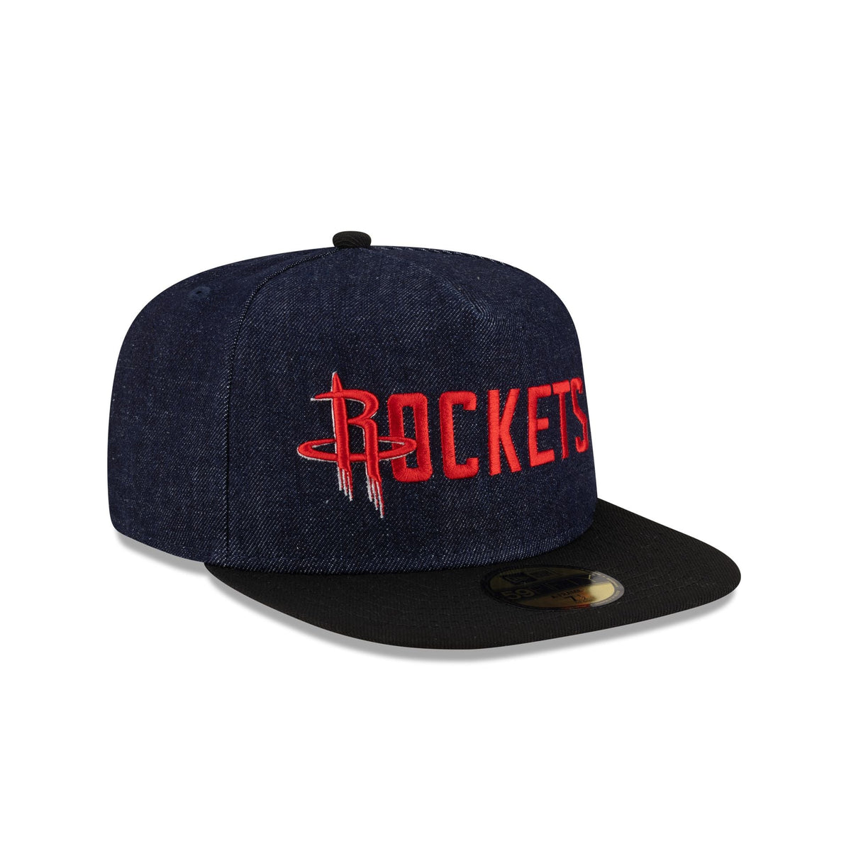 Houston Rockets Navy Denim 59FIFTY A-Frame Fitted Hat