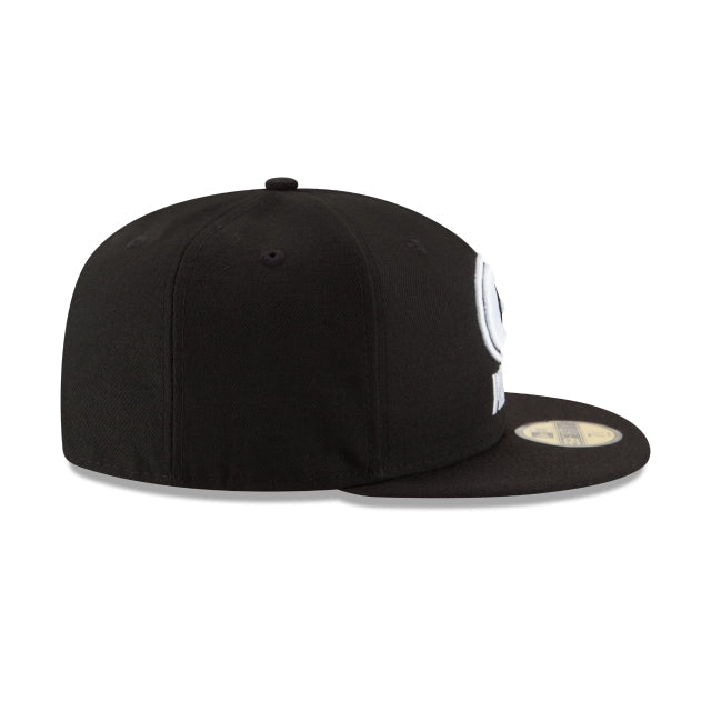 Green Bay Packers Black & White 59FIFTY Fitted Hat