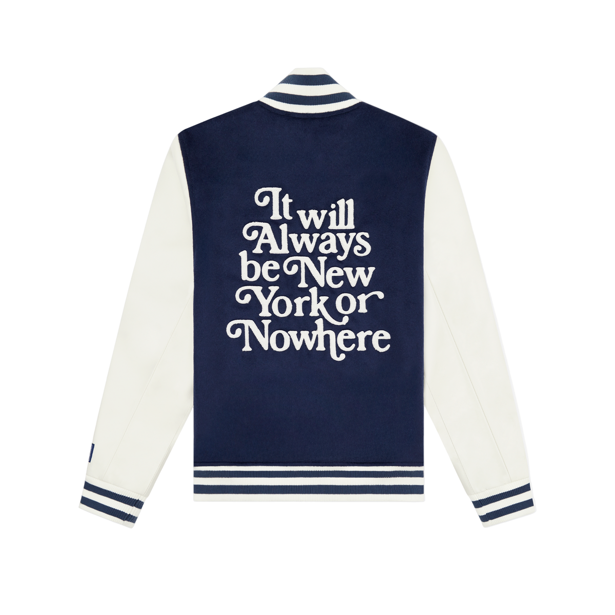 New York or Nowhere x New York Yankees Navy Motto Varsity Jacket